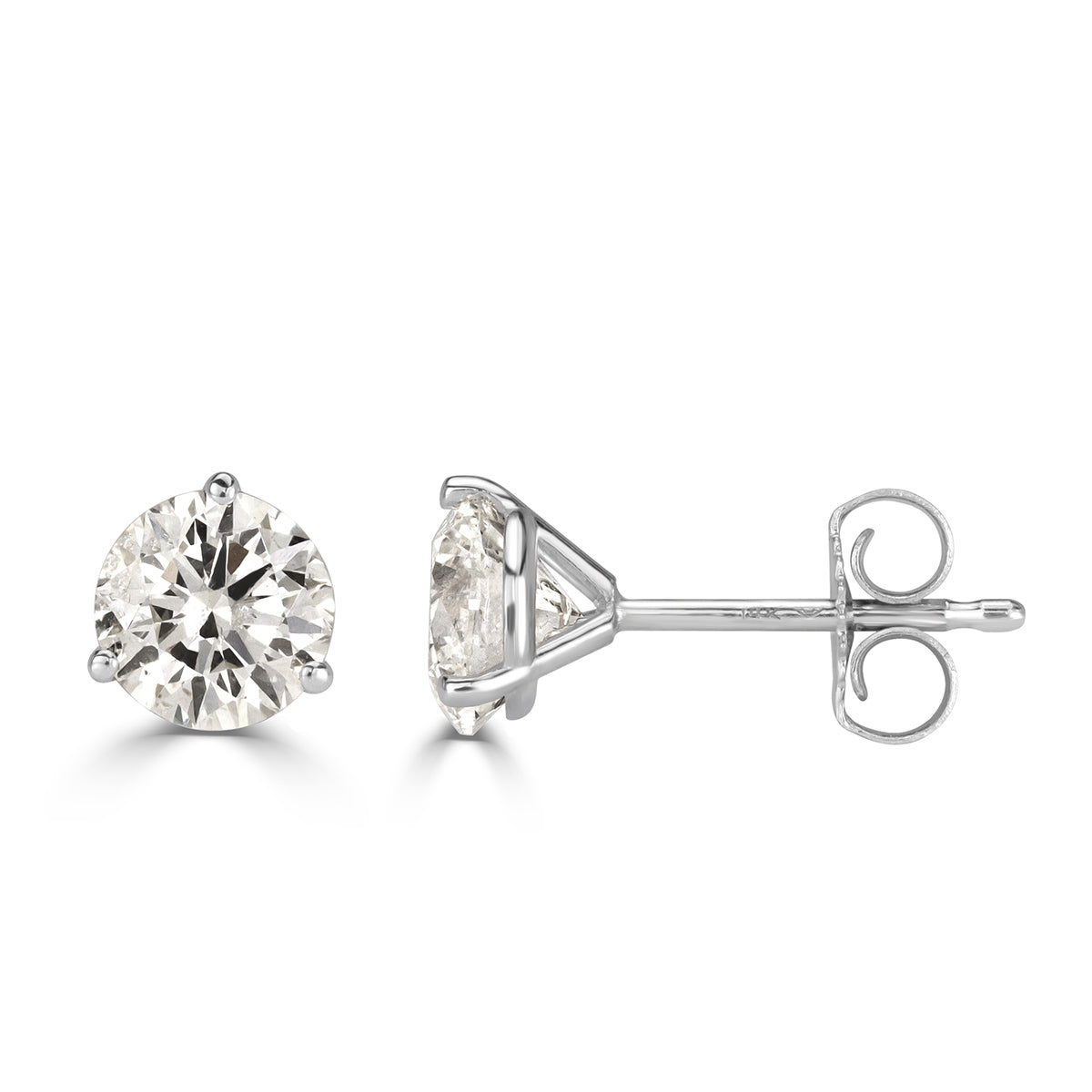 3.08ct Round Brilliant Cut Diamond Stud Earrings