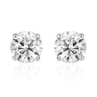 2.02ct Round Brilliant Cut Diamond Stud Earrings in 14k White Gold