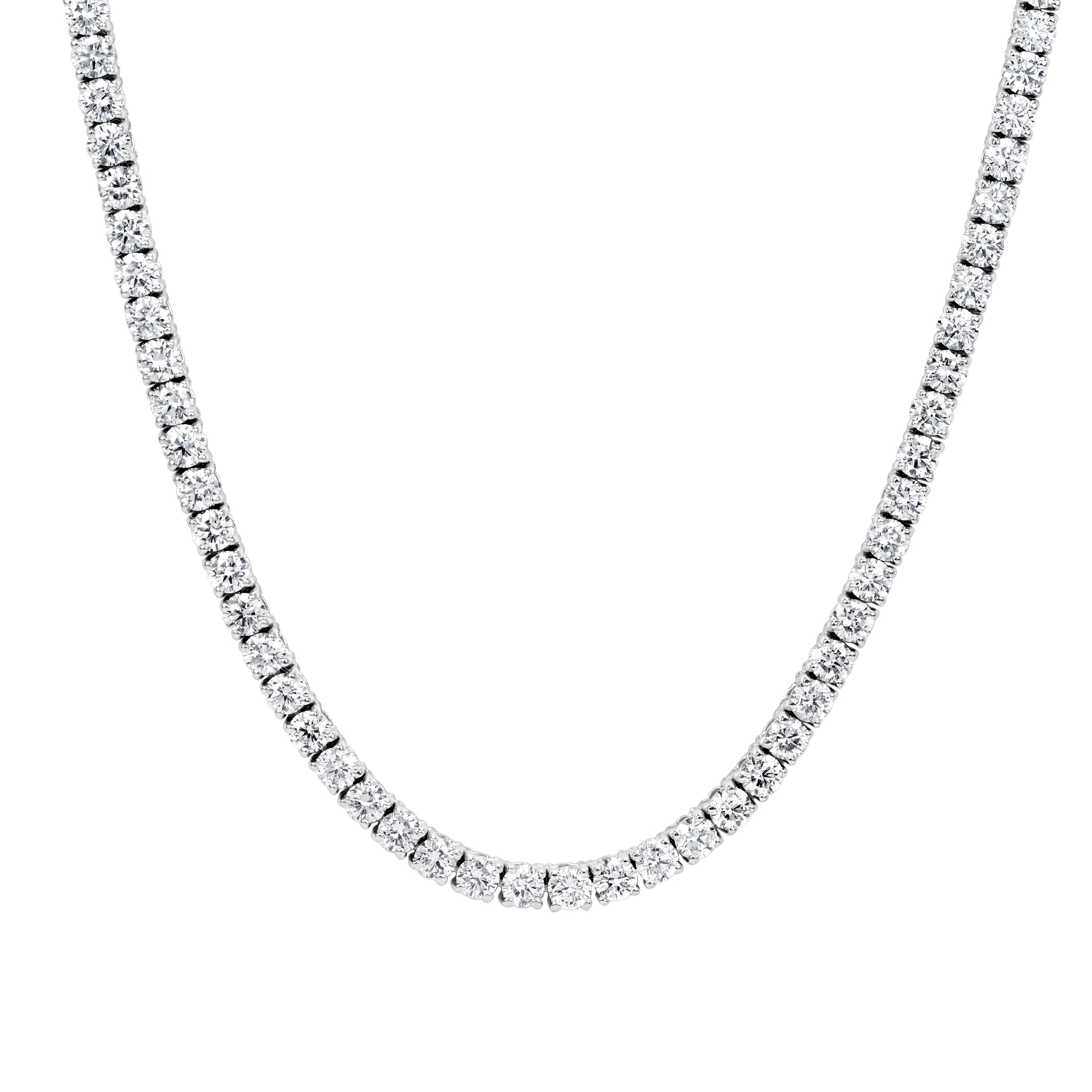 14.25ct Round Brilliant Cut Diamond Tennis Necklace in 14k White Gold in 16.5'