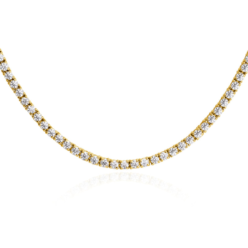 6.45ct Round Brilliant Cut Diamond Tennis Necklace in 14k Yellow Gold in 16.5'