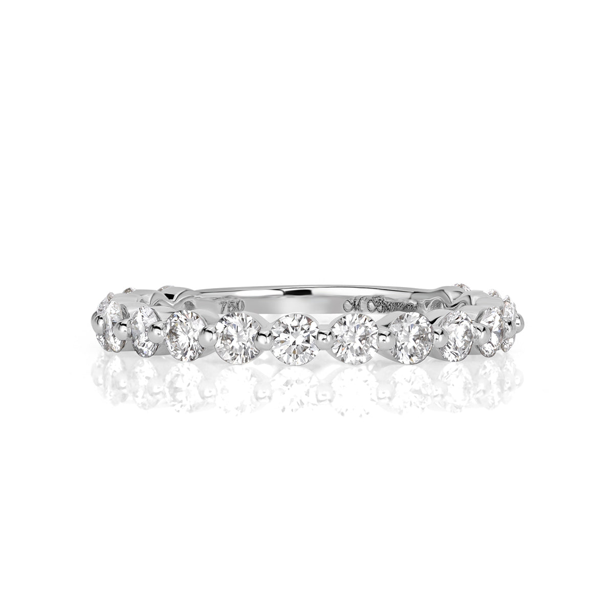 0.95ct Round Brilliant Cut Diamond Wedding Band in 18k White Gold
