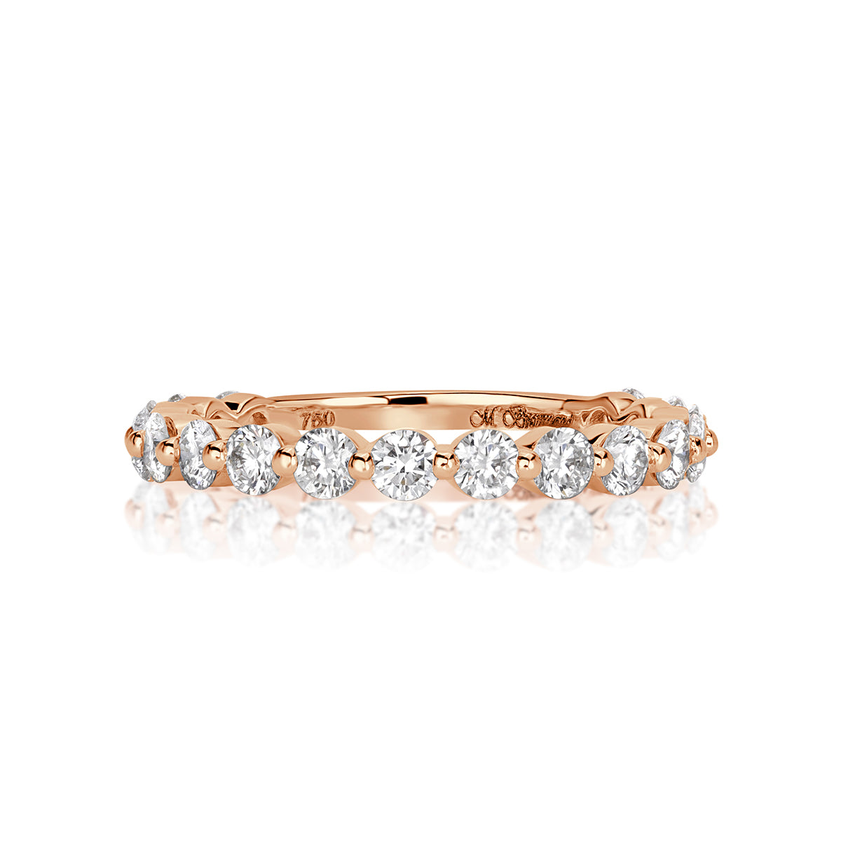 0.95ct Round Brilliant Cut Diamond Wedding Band in 18k Rose Gold
