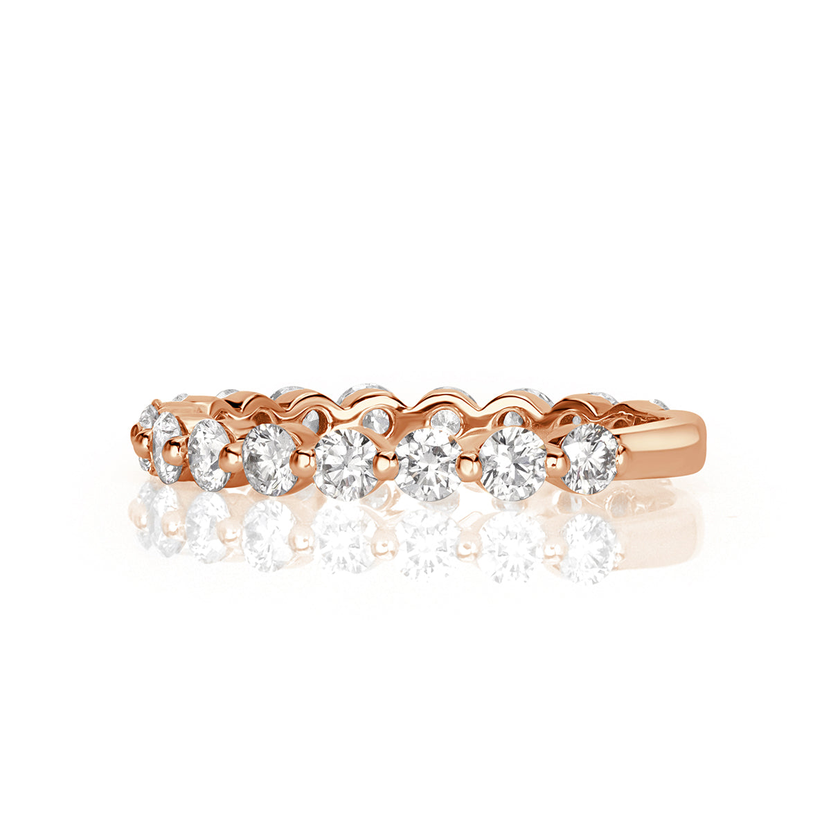 0.95ct Round Brilliant Cut Diamond Wedding Band in 18k Rose Gold