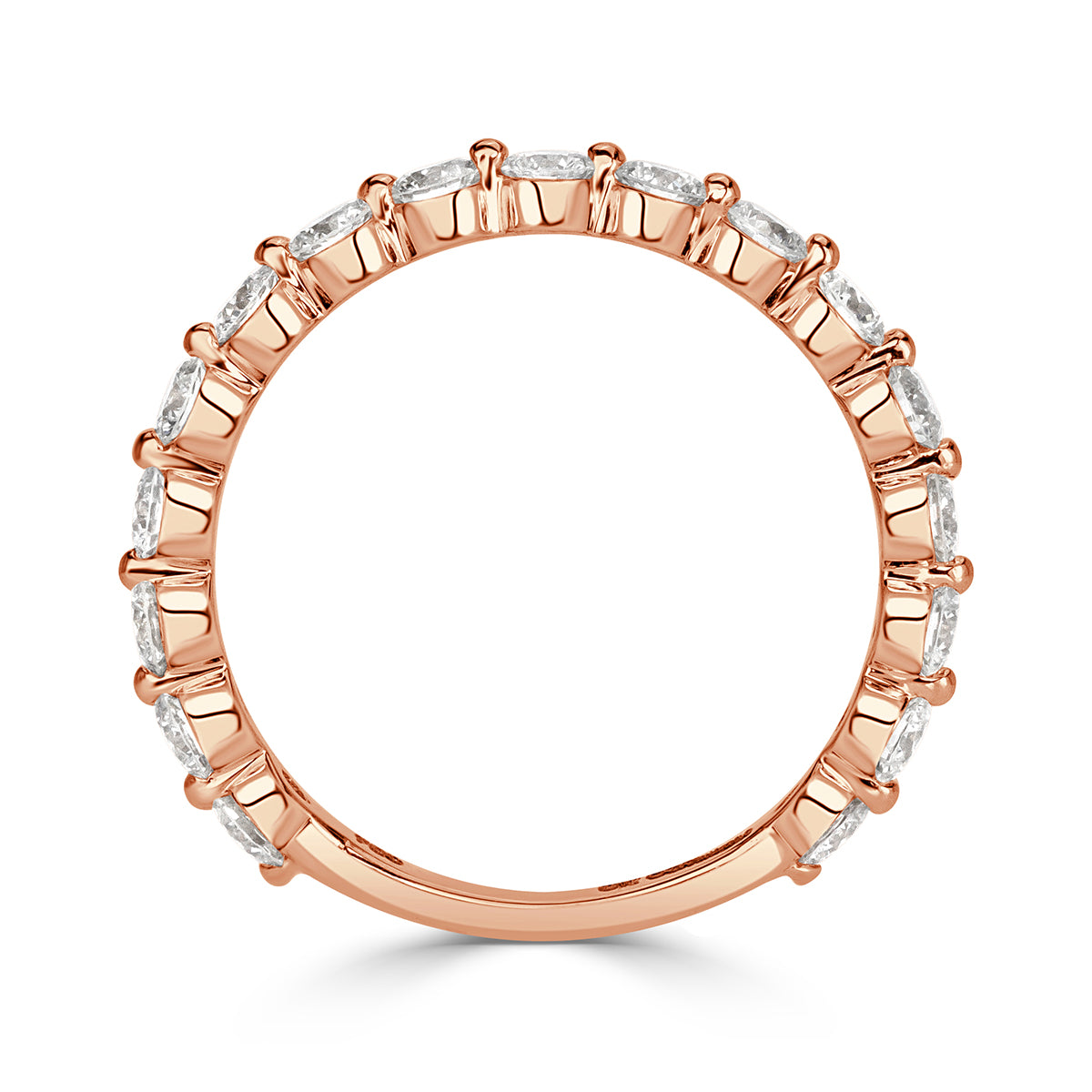 0.95ct Round Brilliant Cut Diamond Wedding Band in 18k Rose Gold