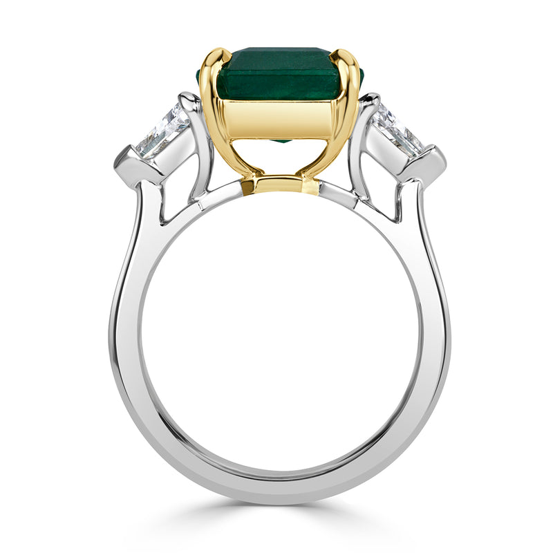 6.44ct Emerald Cut Emerald Diamond Engagement Ring