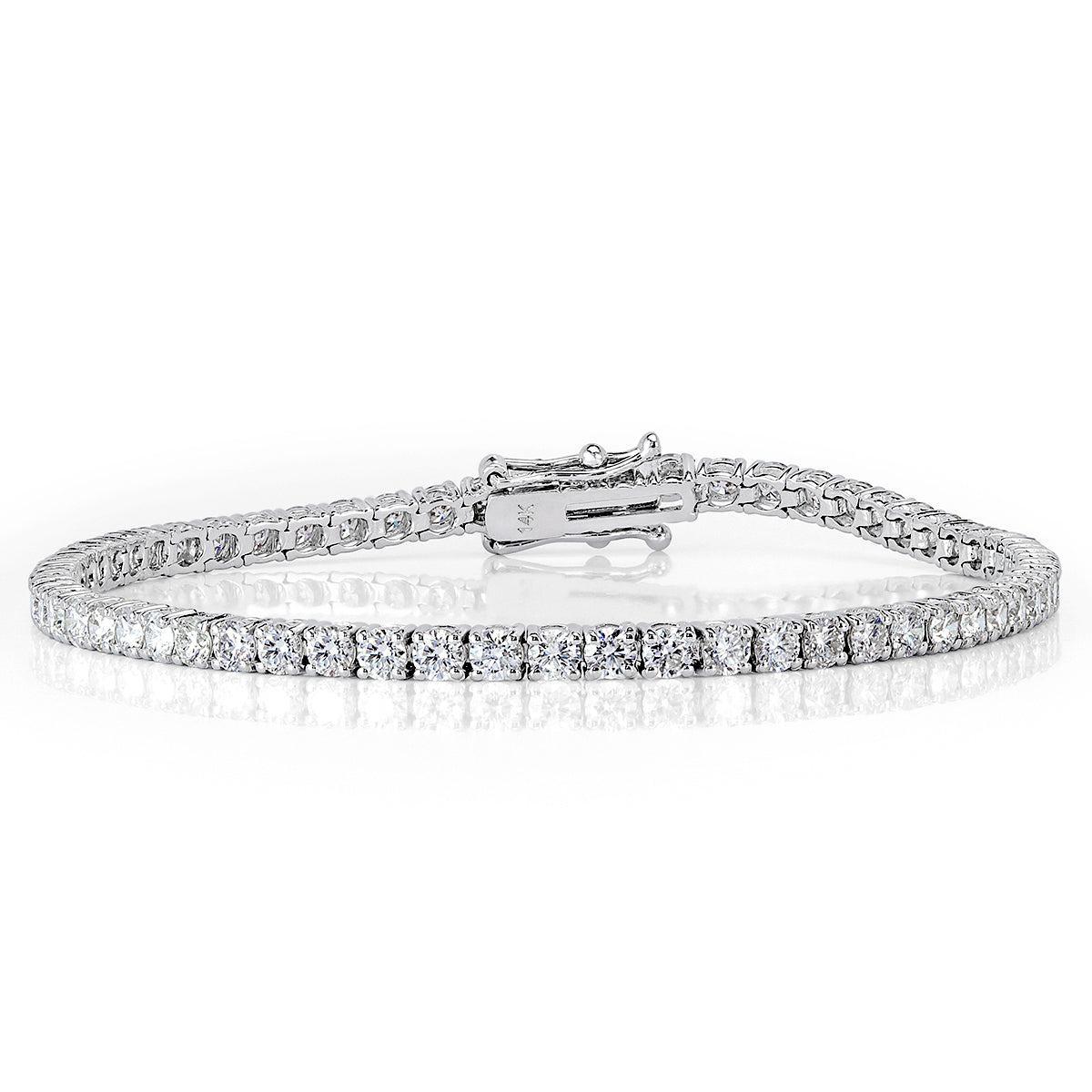 4.21ct Round Brilliant Cut Diamond Tennis Bracelet in 18k White Gold