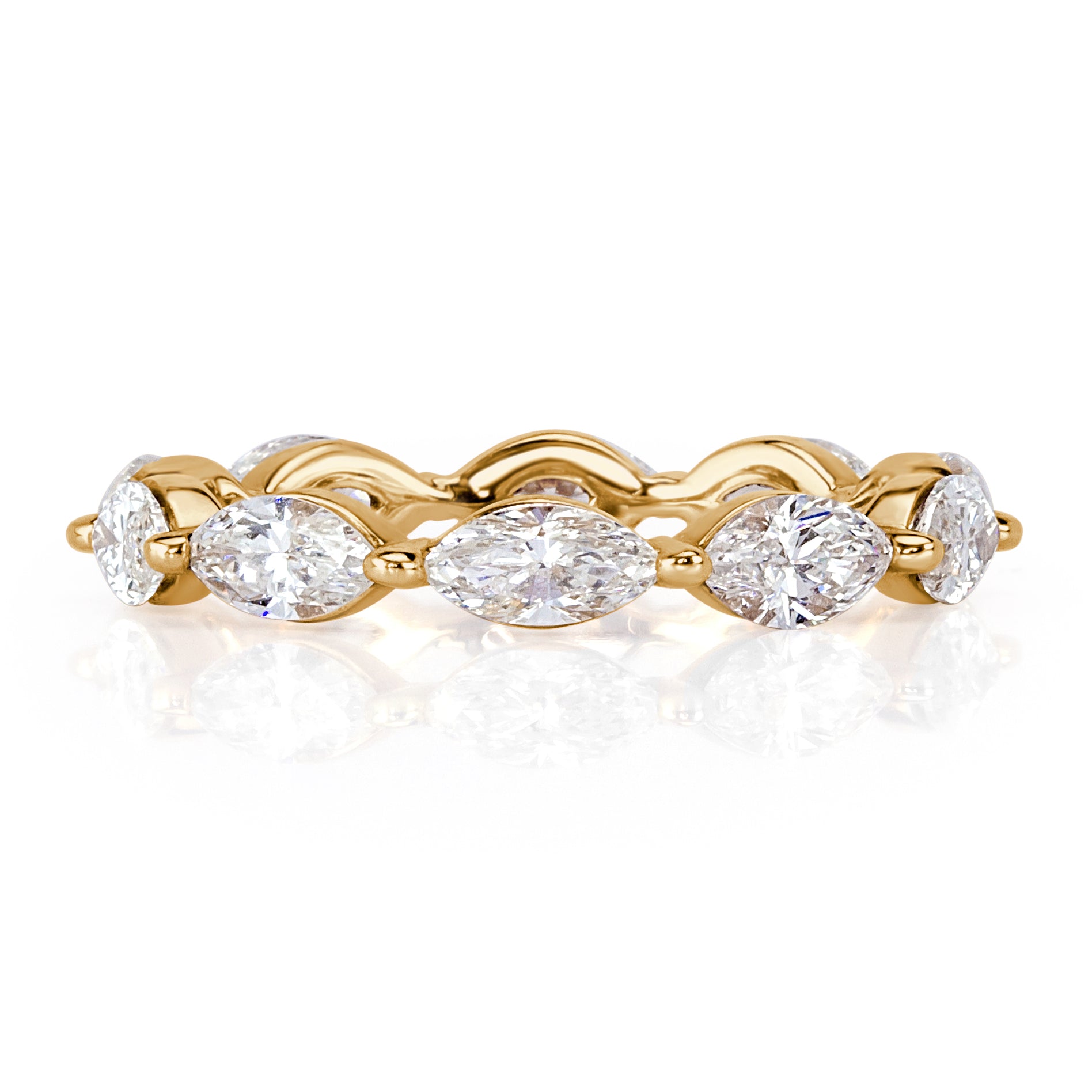 1.95ct Marquise Cut Diamond Eternity Band in 18k Champagne Yellow Gold