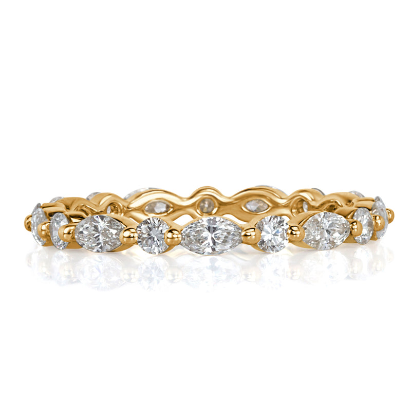 1.00ct Marquise and Round Brilliant Cut Diamond Eternity Band in 18k Champagne Yellow Gold