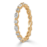 1.00ct Marquise and Round Brilliant Cut Diamond Eternity Band in 18k Champagne Yellow Gold