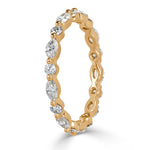 1.00ct Marquise and Round Brilliant Cut Diamond Eternity Band in 18k Champagne Yellow Gold