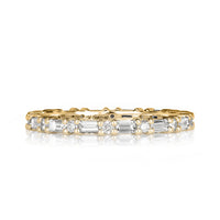 1.00ct Baguette Cut and Round Brilliant Cut Diamond Eternity Band in 18k Champagne Yellow Gold
