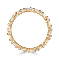 1.00ct Baguette Cut and Round Brilliant Cut Diamond Eternity Band in 18k Champagne Yellow Gold