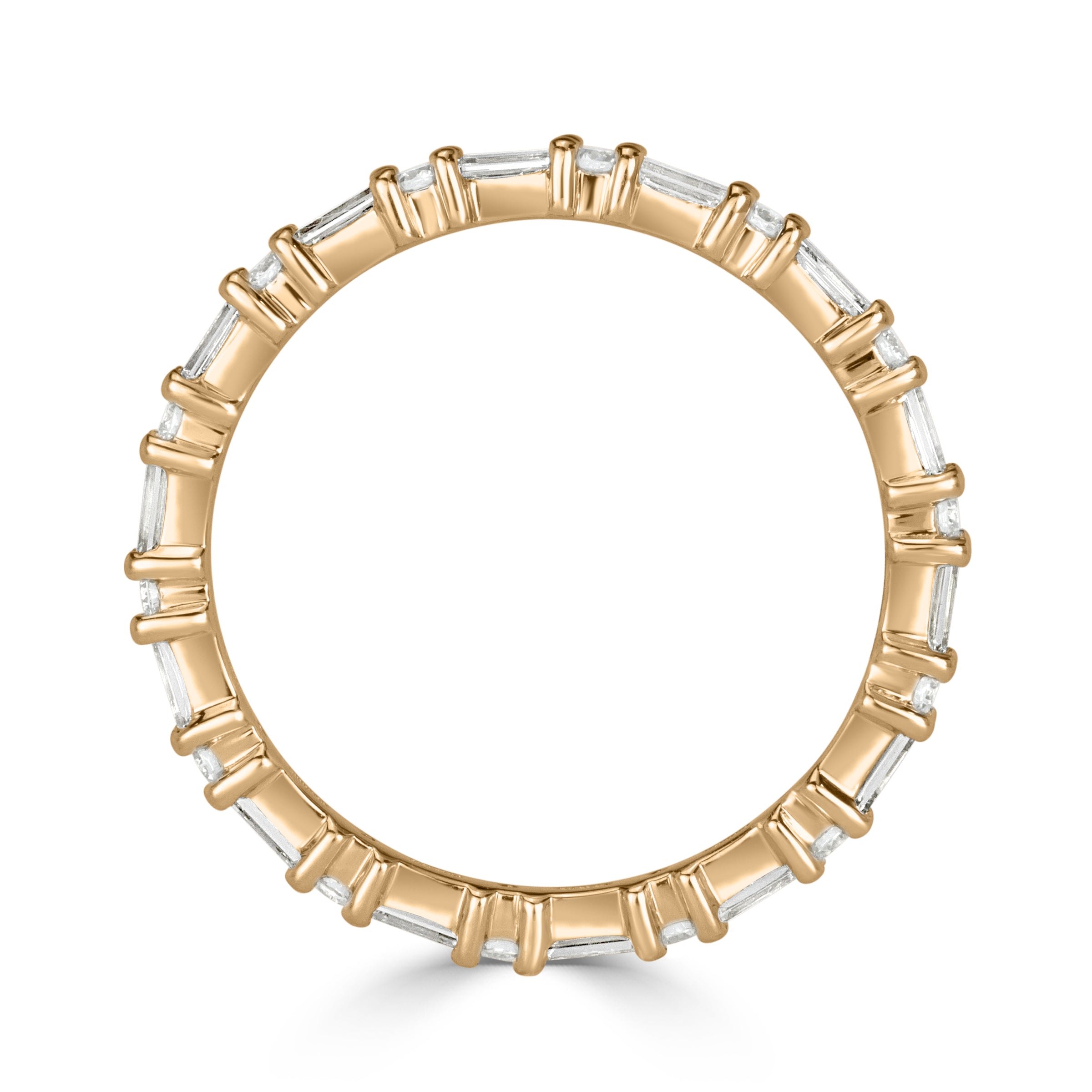 1.00ct Baguette Cut and Round Brilliant Cut Diamond Eternity Band in 18k Champagne Yellow Gold