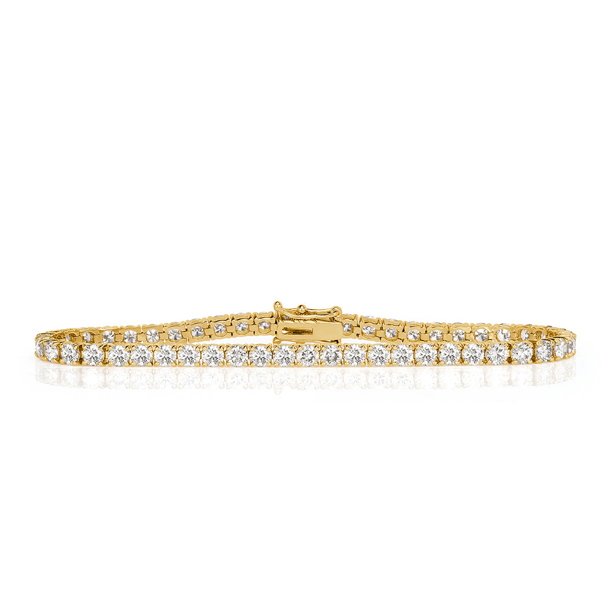 7.51ct Round Brilliant Cut Diamond Tennis Bracelet in 18k Yellow Gold