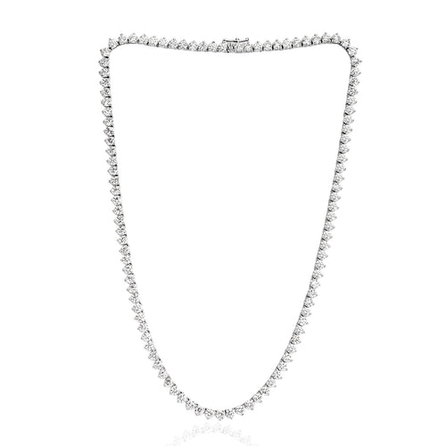 22.20ct Round Brilliant Cut Diamond Tennis Necklace in 18k White Gold in 17'