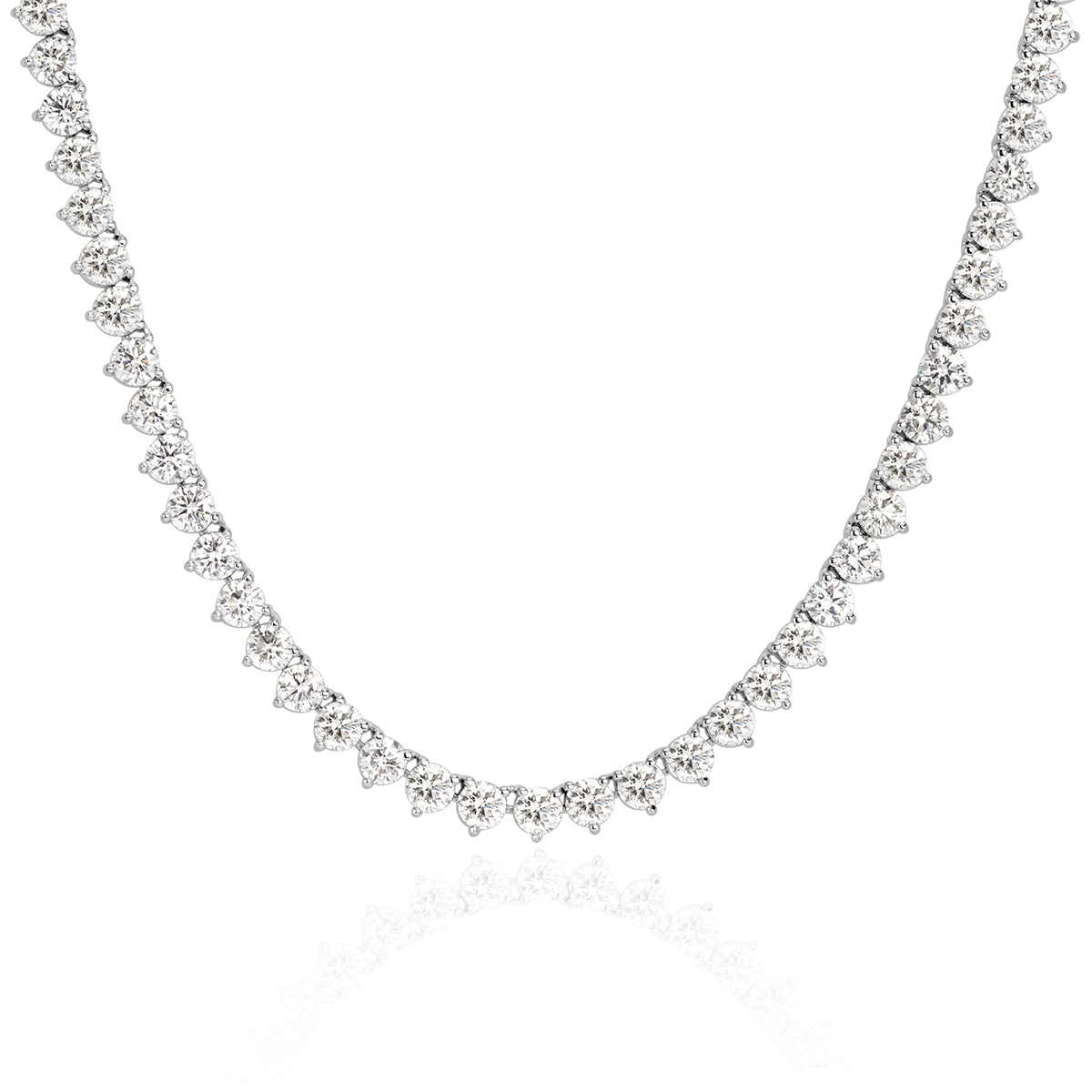 22.20ct Round Brilliant Cut Diamond Tennis Necklace in 18k White Gold in 17'