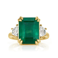 9.16ct Emerald Cut Emerald Diamond Engagement Ring