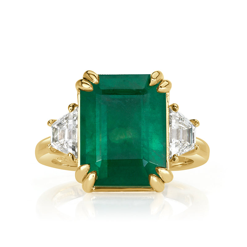 9.16ct Emerald Cut Emerald Diamond Engagement Ring