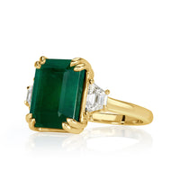 9.16ct Emerald Cut Emerald Diamond Engagement Ring