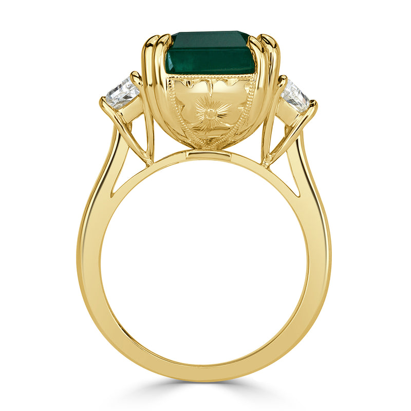 9.16ct Emerald Cut Emerald Diamond Engagement Ring