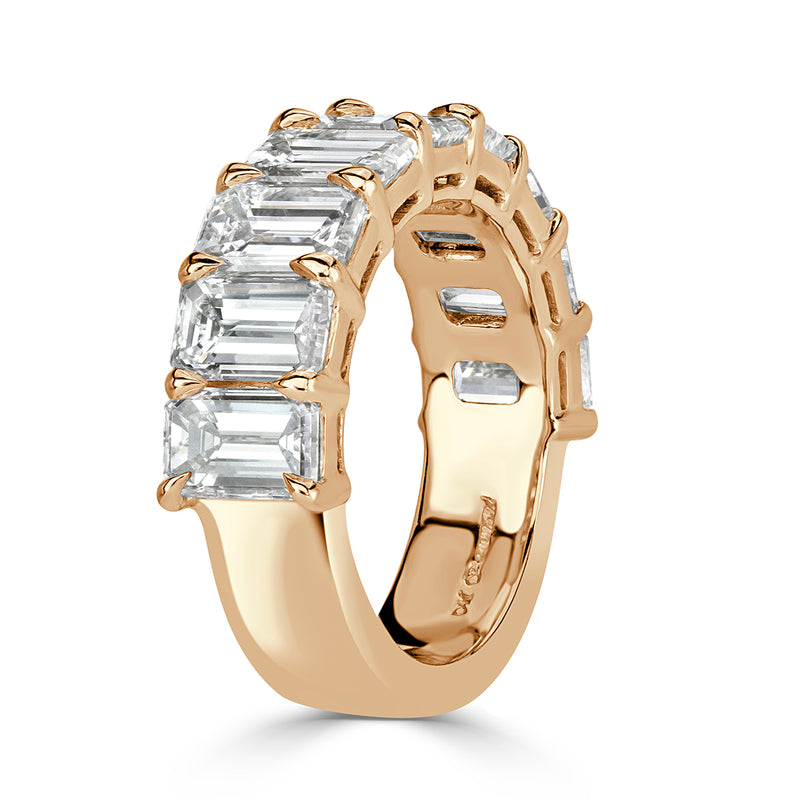 4.50ct Emerald Cut Diamond Wedding Band in 18k Champagne Yellow Gold