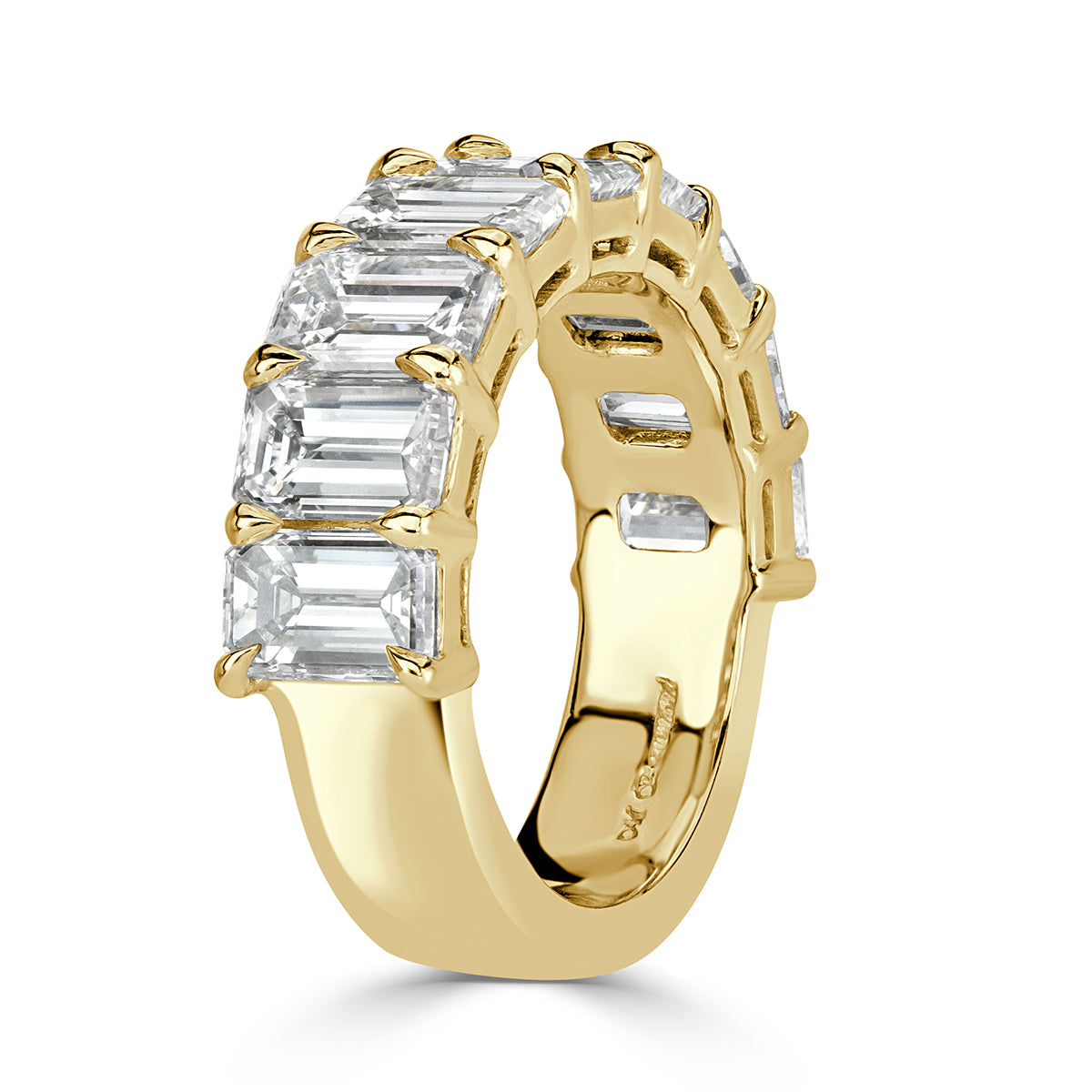 4.50ct Emerald Cut Diamond Wedding Band in 18k Yellow Gold