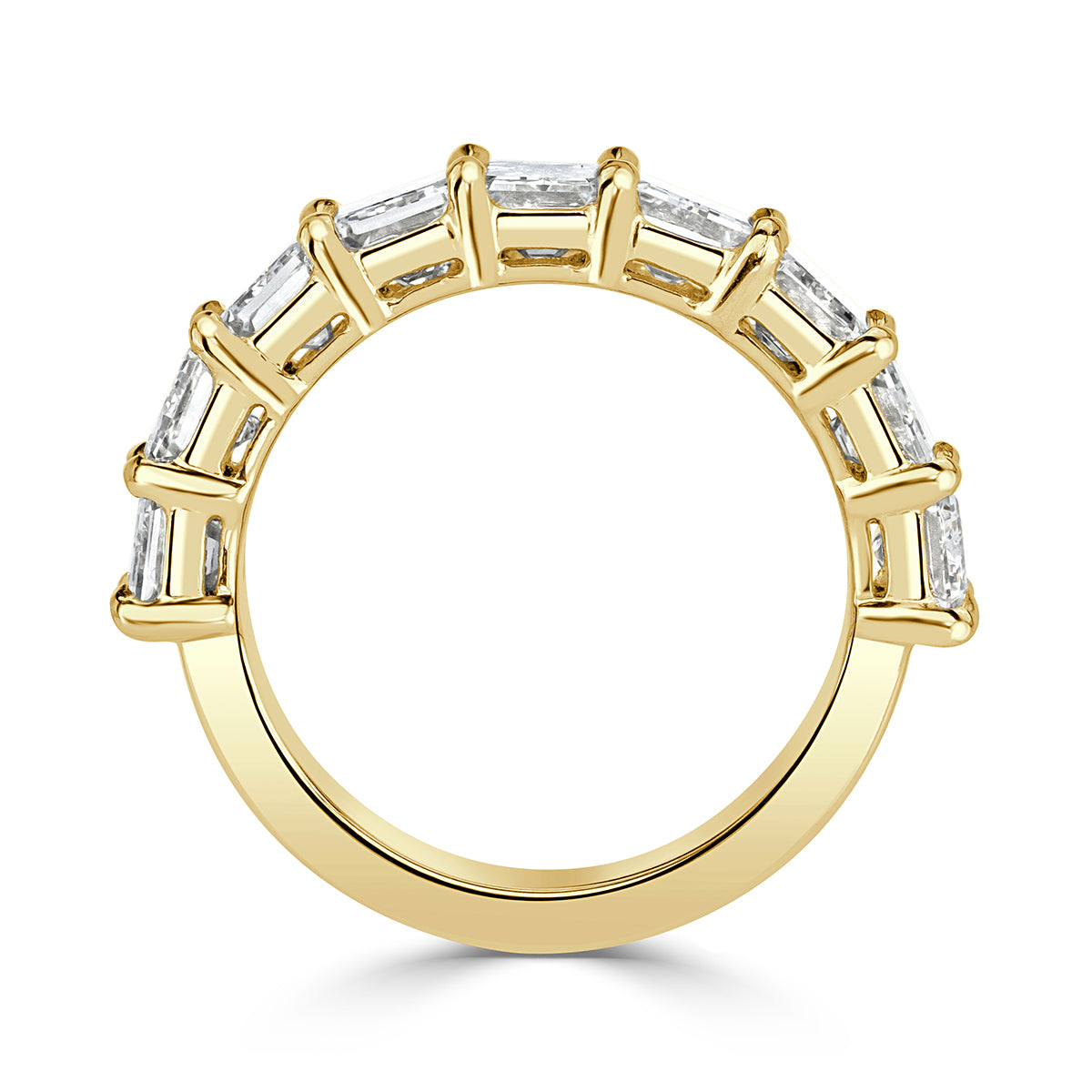 4.50ct Emerald Cut Diamond Wedding Band in 18k Yellow Gold