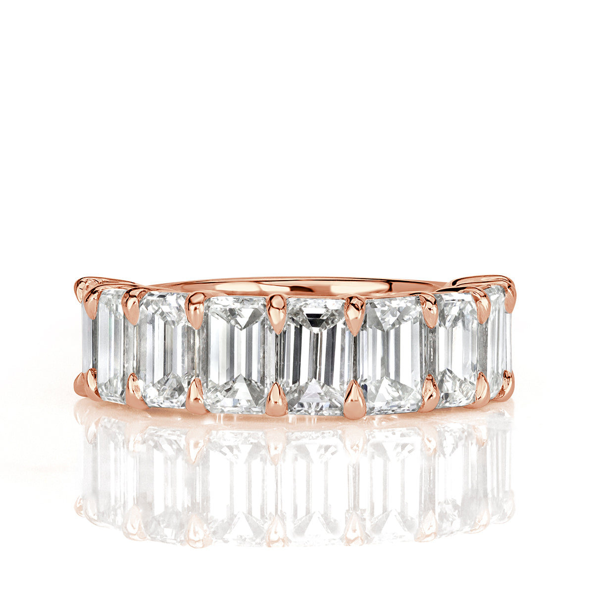 4.50ct Emerald Cut Diamond Wedding Band in 18k Rose Gold