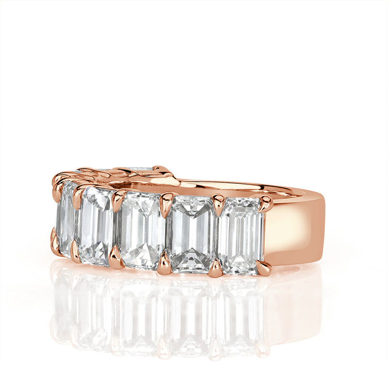 4.50ct Emerald Cut Diamond Wedding Band in 18k Rose Gold