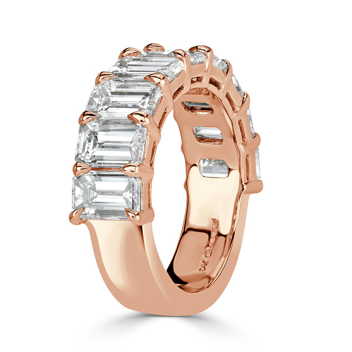4.50ct Emerald Cut Diamond Wedding Band in 18k Rose Gold