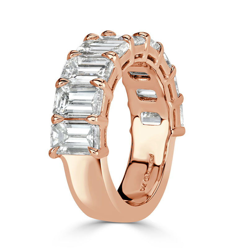 4.50ct Emerald Cut Diamond Wedding Band in 18k Rose Gold