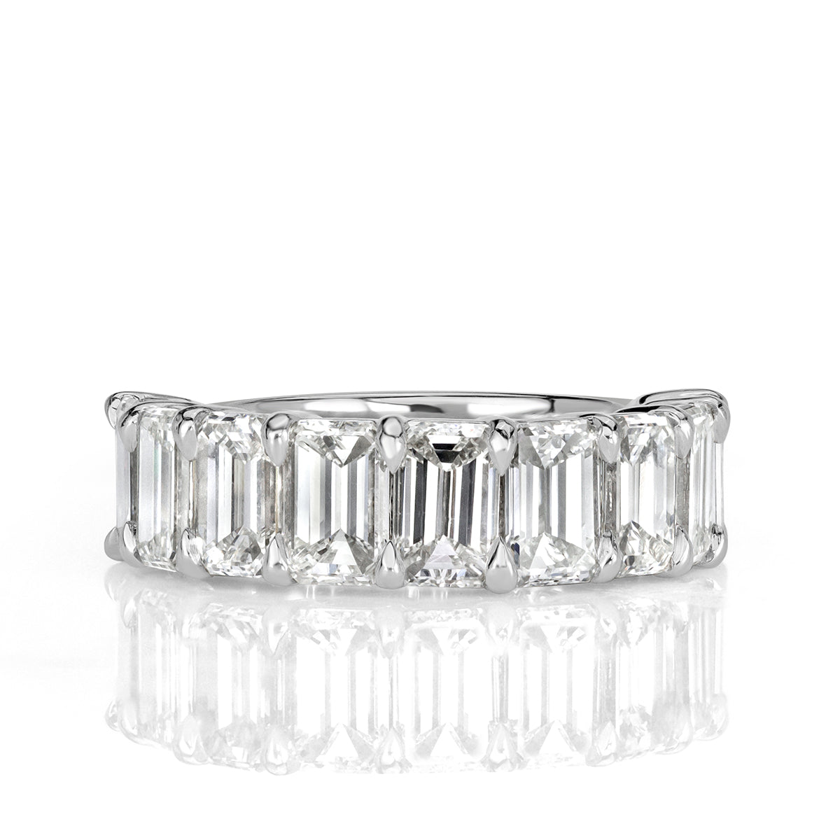 4.50ct Emerald Cut Diamond Wedding Band in 18k White Gold
