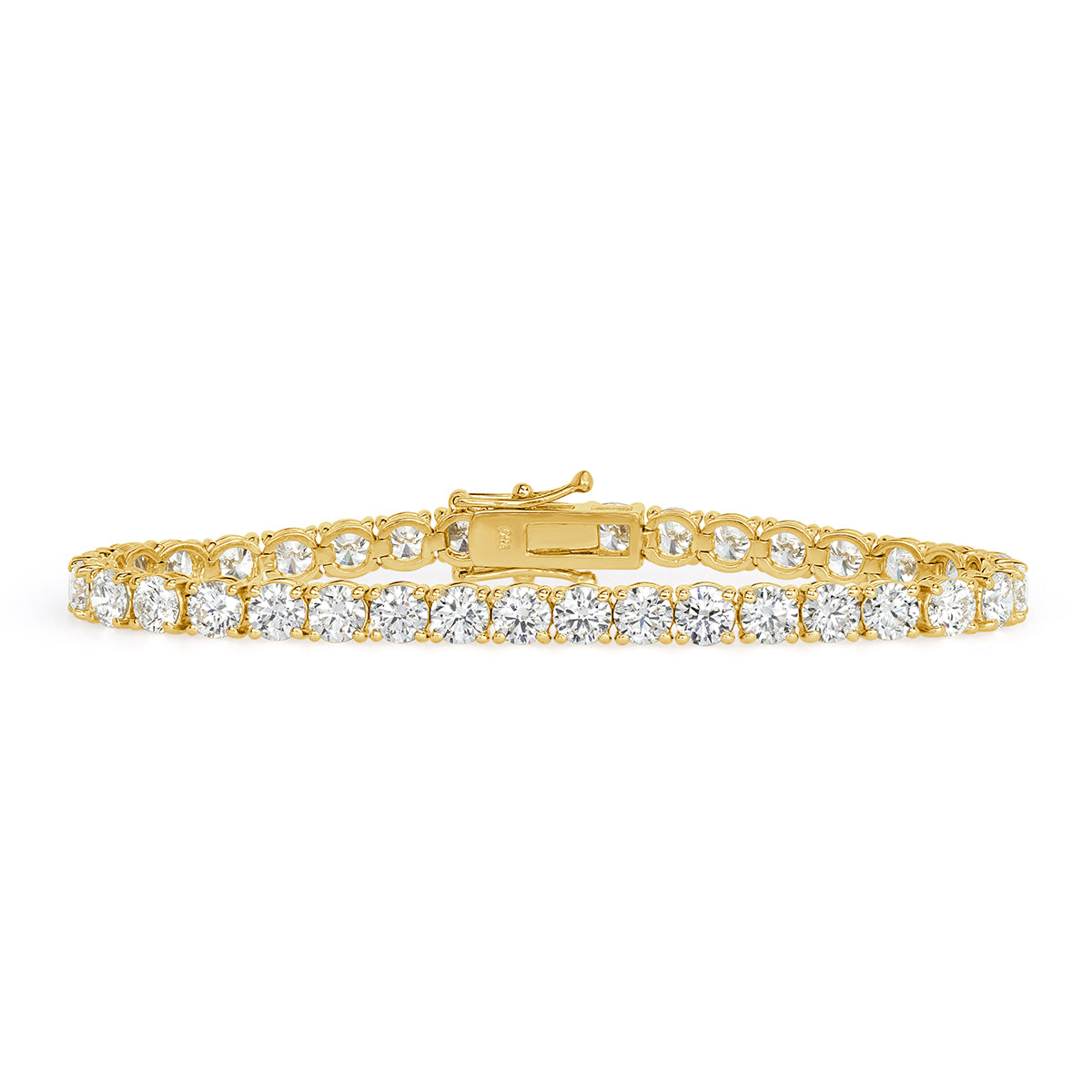 14.30ct Round Brilliant Cut Diamond Tennis Bracelet in 18k Yellow Gold in 7'