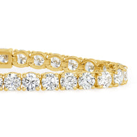 14.30ct Round Brilliant Cut Diamond Tennis Bracelet in 18k Yellow Gold in 7'
