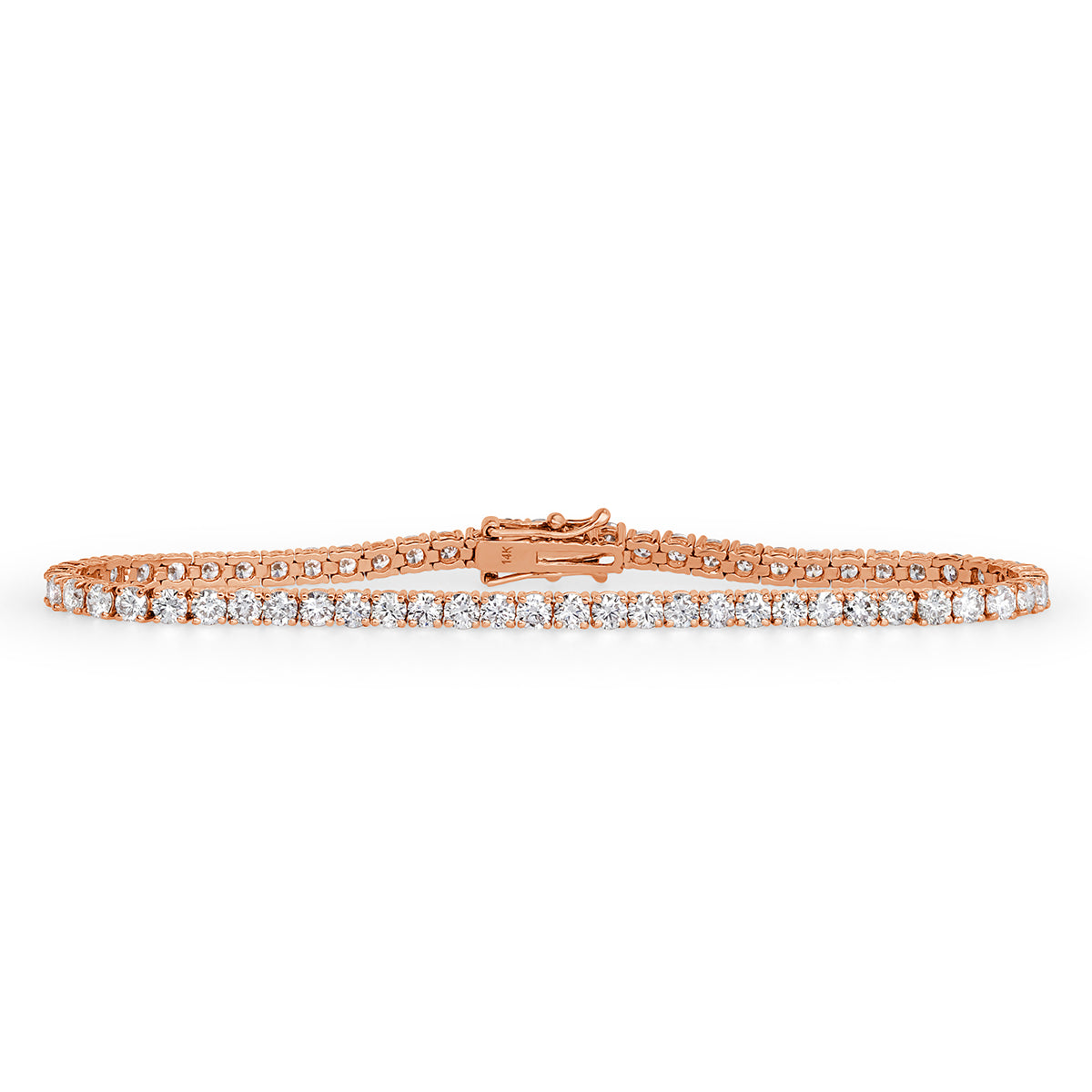 4.75ct Round Brilliant Cut Diamond Tennis Bracelet in 14k Rose Gold in 7'