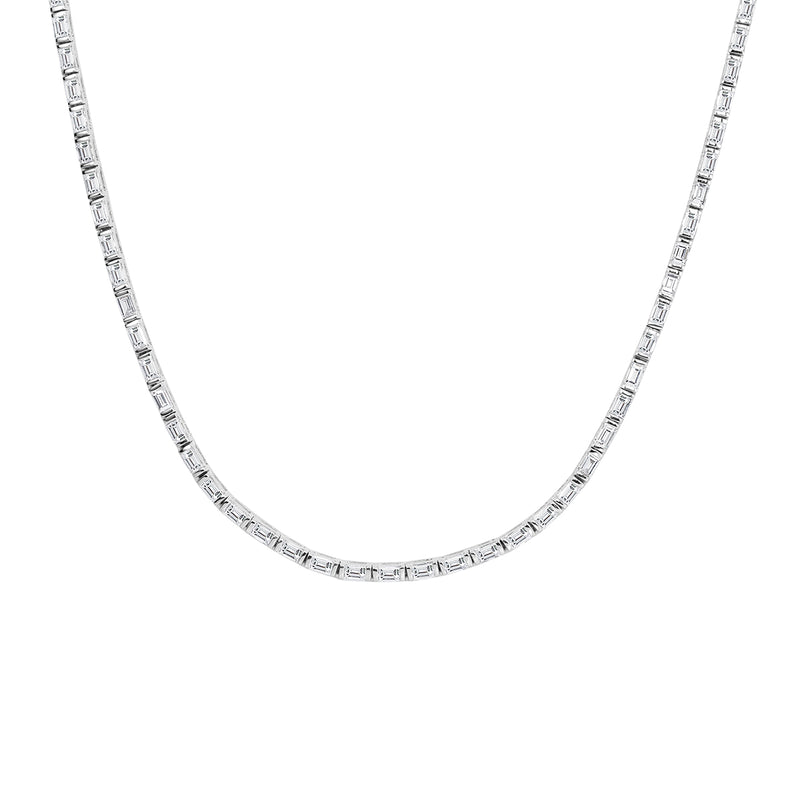 2.34ct Baguette Cut Diamond Tennis Necklace in 14k White Gold