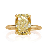 5.28ct Fancy Light Yellow Cushion Cut Diamond Engagement Ring