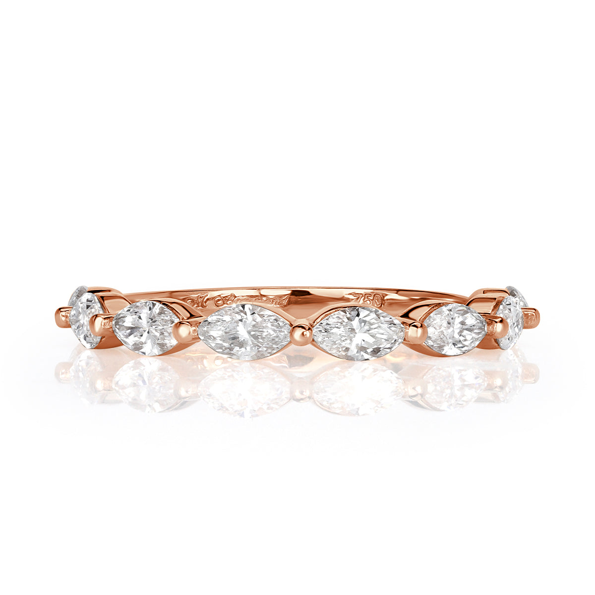 0.90ct Marquise Cut Diamond Wedding Band in 18k Rose Gold
