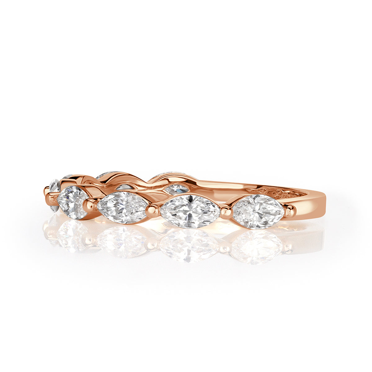 0.90ct Marquise Cut Diamond Wedding Band in 18k Rose Gold
