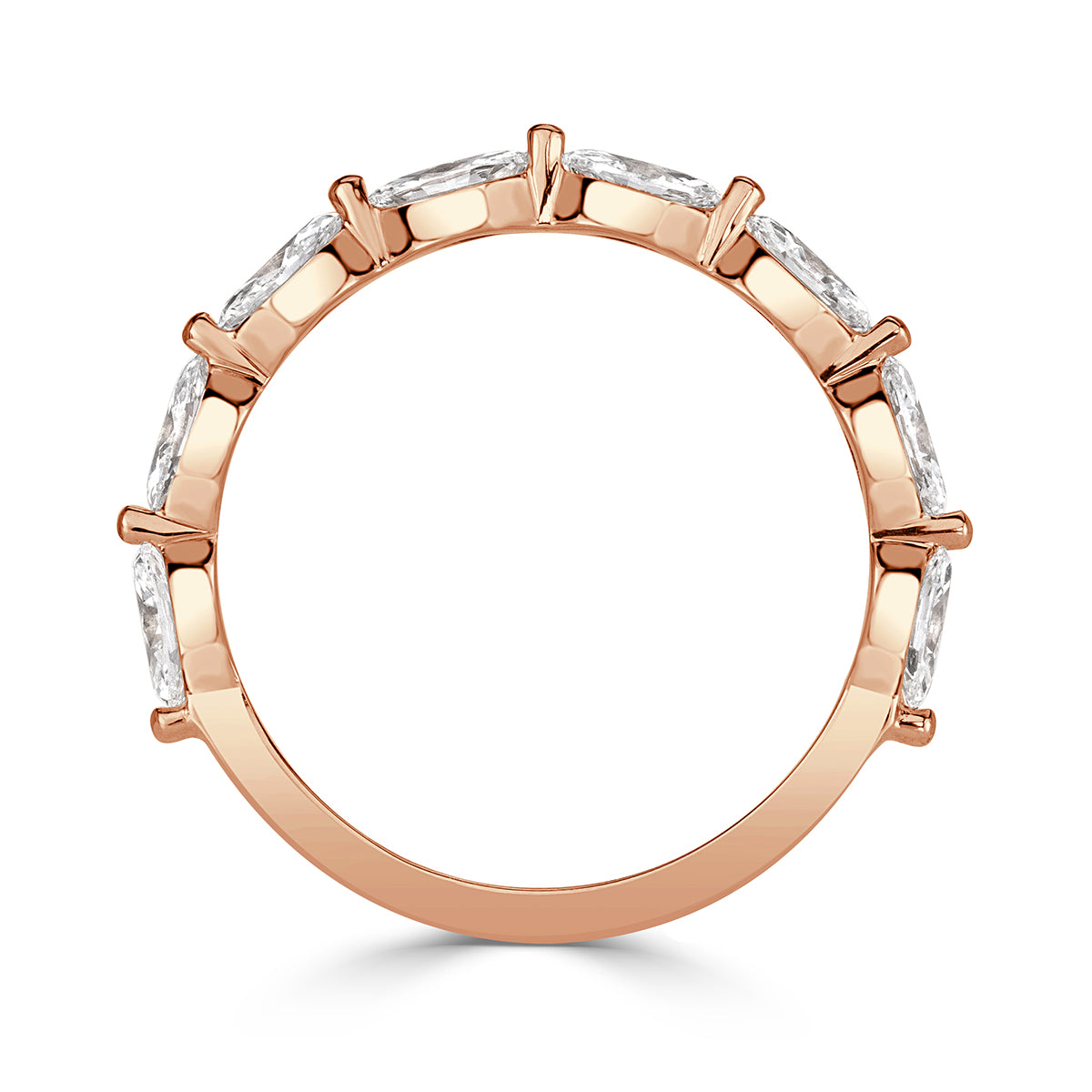 0.90ct Marquise Cut Diamond Wedding Band in 18k Rose Gold