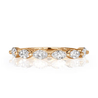 0.90ct Marquise Cut Diamond Wedding Band in 18k Champagne Yellow Gold