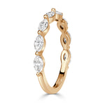 0.90ct Marquise Cut Diamond Wedding Band in 18k Champagne Yellow Gold