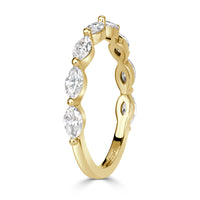 0.90ct Marquise Cut Diamond Wedding Band in 18k Yellow Gold