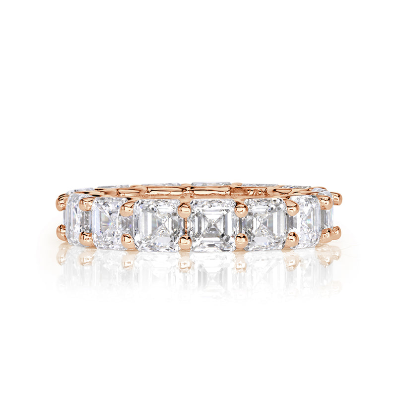 8.00ct Asscher Cut Diamond Eternity Band in 18k Rose Gold