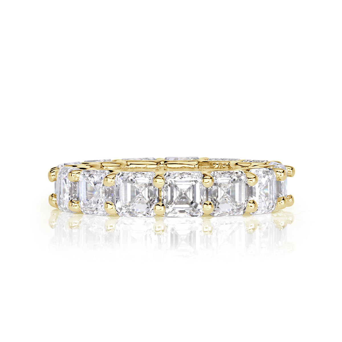 8.00ct Asscher Cut Diamond Eternity Band in 18k Yellow Gold