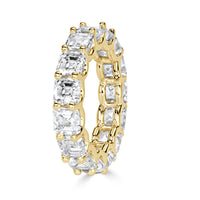 8.00ct Asscher Cut Diamond Eternity Band in 18k Yellow Gold