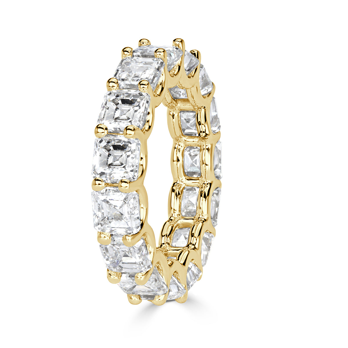 8.00ct Asscher Cut Diamond Eternity Band in 18k Yellow Gold