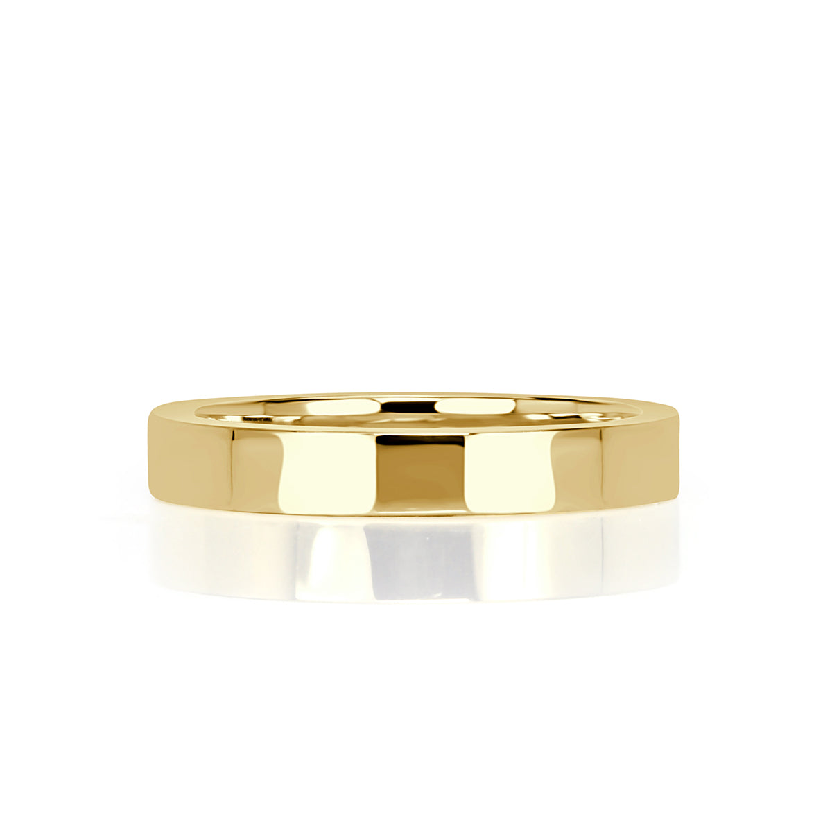 Handmade Flat Wedding Band in 18k Yellow Gold