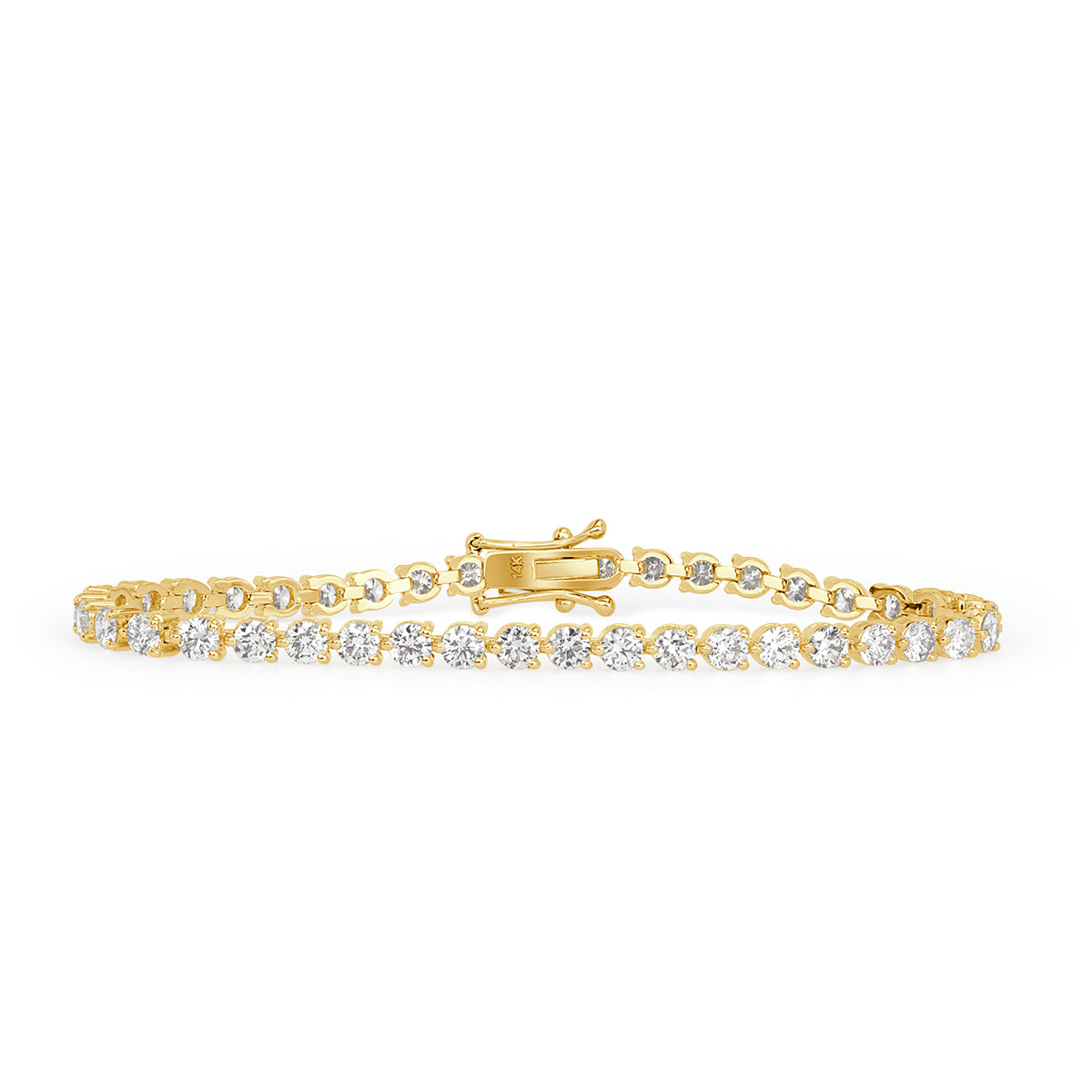 6.75ct Round Brilliant Cut Diamond Bracelet in 14k Yellow Gold in 7'