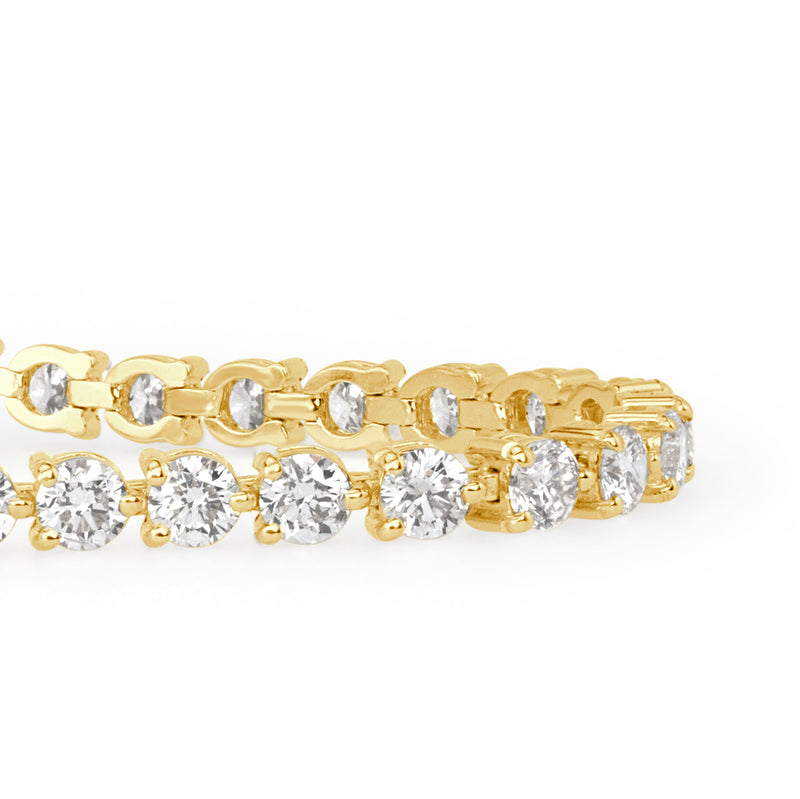6.75ct Round Brilliant Cut Diamond Bracelet in 14k Yellow Gold in 7'